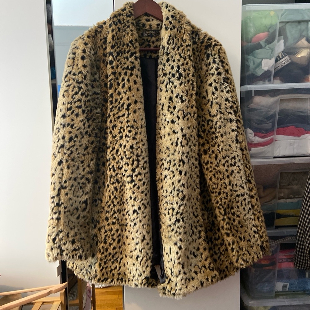 Faux Fur Cheetah Print Coat